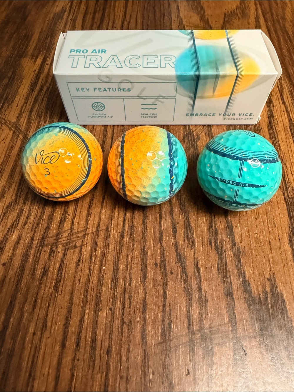 New Vice Pro Air Tracer "Neon Tide" Golf Balls - 3 Ball Sleeve